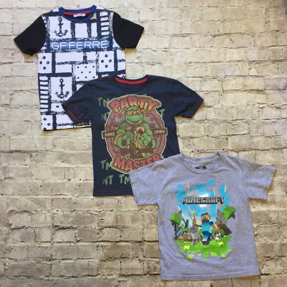 Boys Graphic Tee Bundle, Minecraft, TMNT - Picture 1 of 8